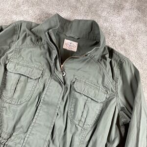 St John's Bay Olive Green Utility Jacket Military Safari‎ Style Drawstring Waist